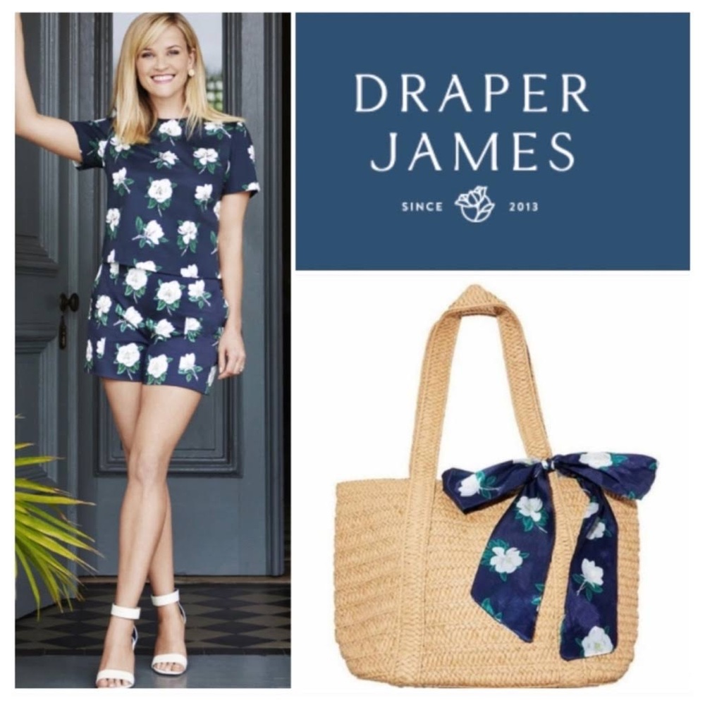 Draper James Tote with Navy Floral Scarf – NWT